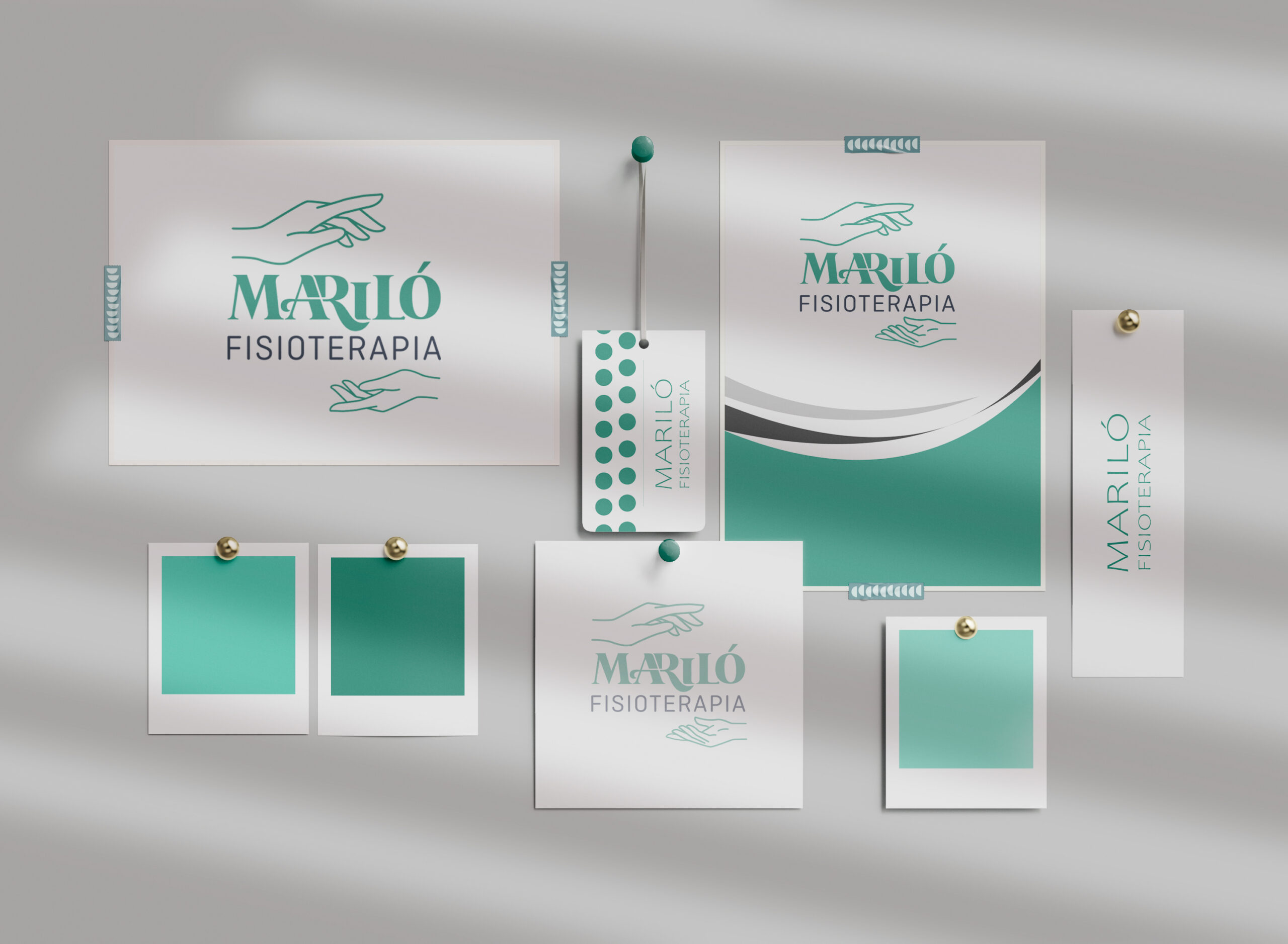 Diseño de identidad visual de Mariló Fisioterapia, mostrado en la web de Win Innovación
