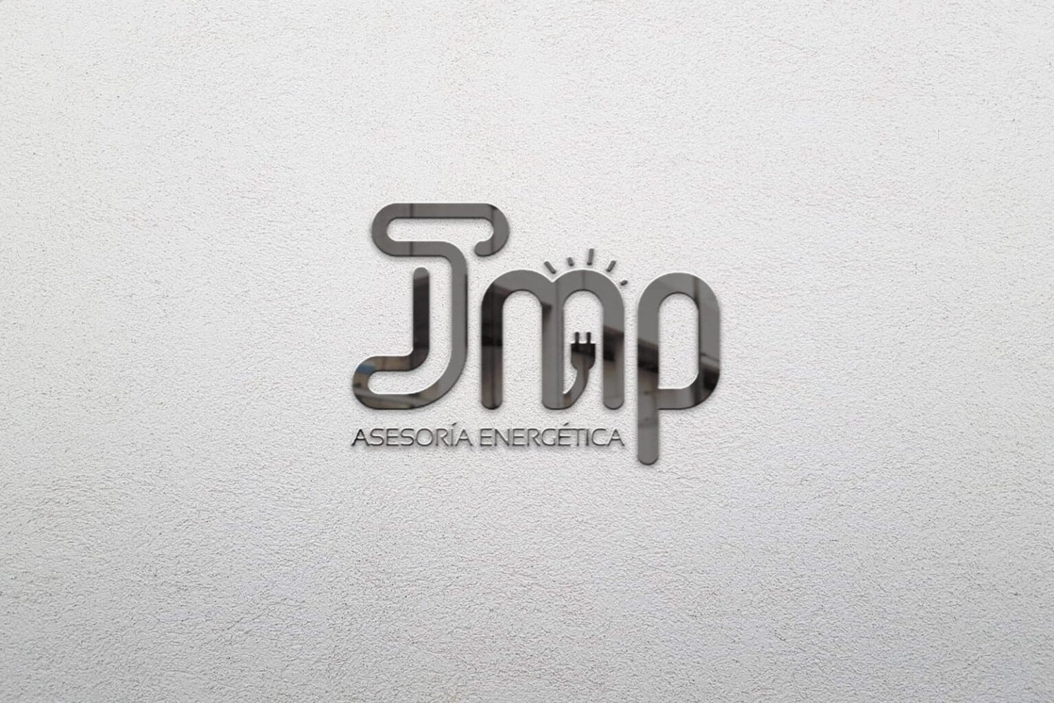 Logotipo JMP donde las letras hacen dibujos representando cables, enchufes y luz.