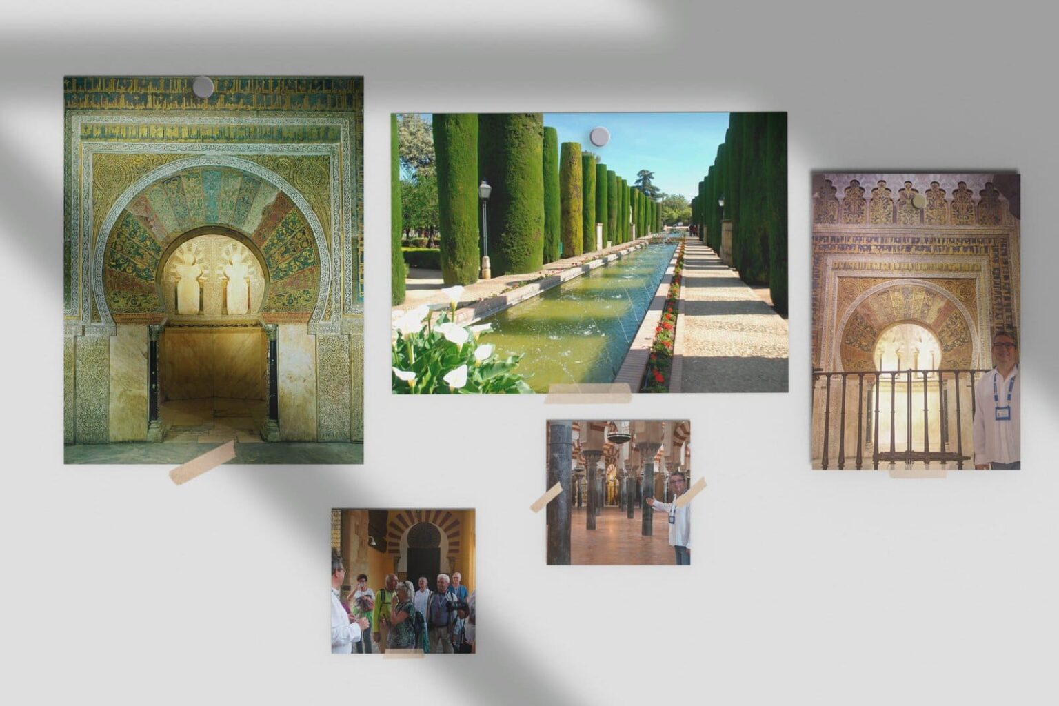 Collage de fotografías enfocadas en arquitectura antigua cordobesa.